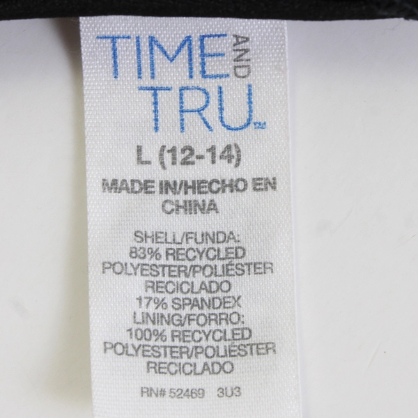 Time and Tru Black Tie Back Swim Top Women’s Size Large