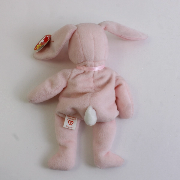 TY Beanie Babies Hoppity 1996 Pink Pastel Bunny Rabbit With Tag Plush Doll Toy