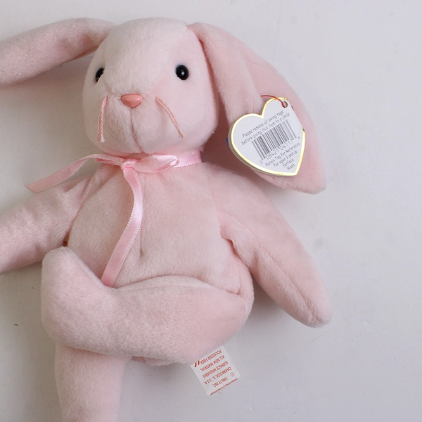 TY Beanie Babies Hoppity 1996 Pink Pastel Bunny Rabbit With Tag Plush Doll Toy