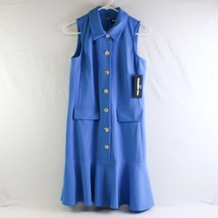 Karl Lagerfeld Women's 4 Blue Sleeveless A-Line Knee Length Dress