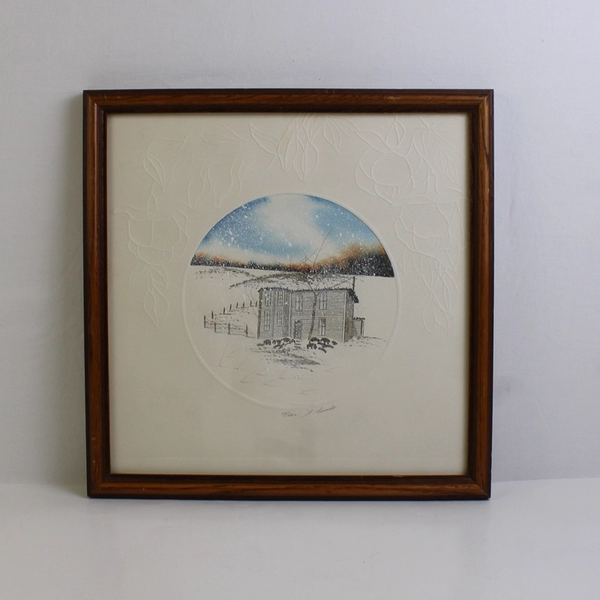 Juan Quevedo Signed Limited Edition Art 17/200 Winter Cottage Snow Scene Framed