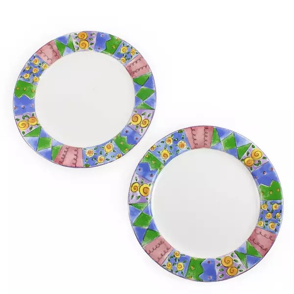 Lot of 2 The Sweet Shoppe By Sango Sue Zipkin Dinner Plates Biscotti 3023