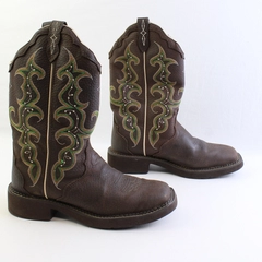 Justin Gypsy Women's 8B Brown Leather Western Square Toed Boots 11"