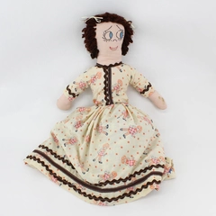 Vintage Cloth Topsy Turvy Doll  White And Black W/ Embroidered Faces 25"