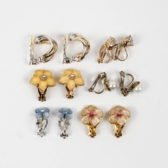 Lot of 6 Unbranded Vintage Clip-On Earrings Variety Shapes/Sizes