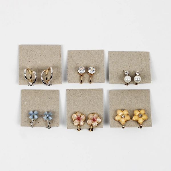 Lot of 6 Unbranded Vintage Clip-On Earrings Variety Shapes/Sizes