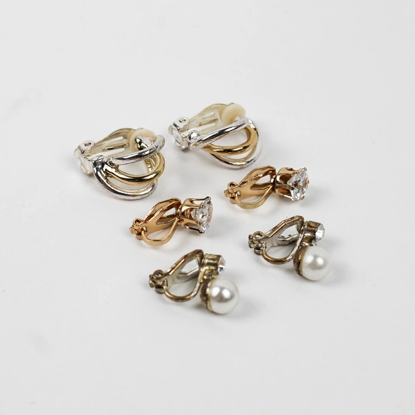 Lot of 6 Unbranded Vintage Clip-On Earrings Variety Shapes/Sizes