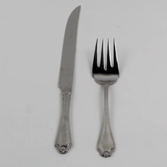 2 Serving Pieces SS Wallace Silver Shellbrook Pattern Fork & Carving Knife Good