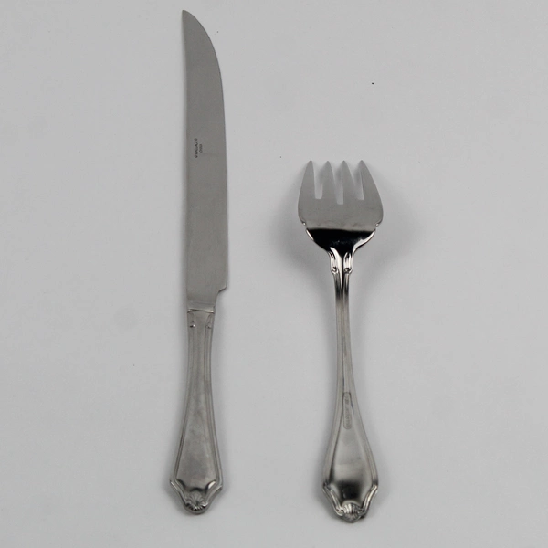 2 Serving Pieces SS Wallace Silver Shellbrook Pattern Fork & Carving Knife Good