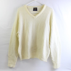 Vintage JCPenney The Men's Shop L Yellow Knit V Neck Pullover Sweater 