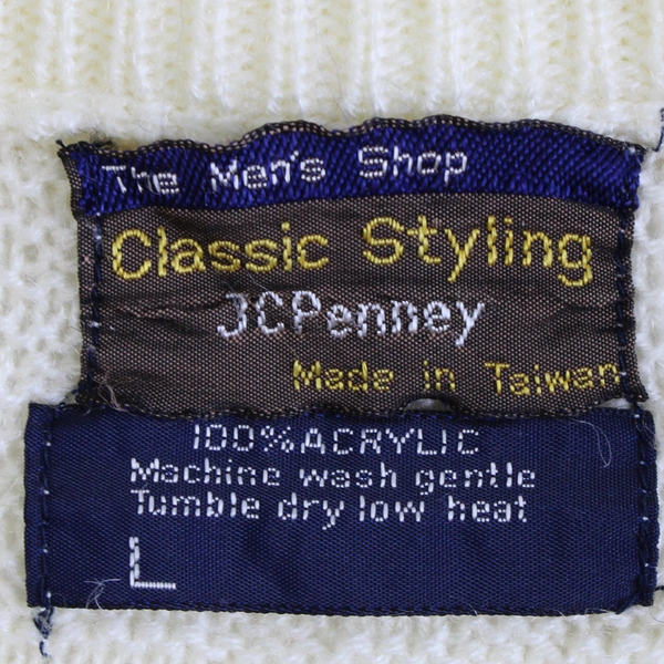 Vintage JCPenney The Men's Shop L Yellow Knit V Neck Pullover Sweater 