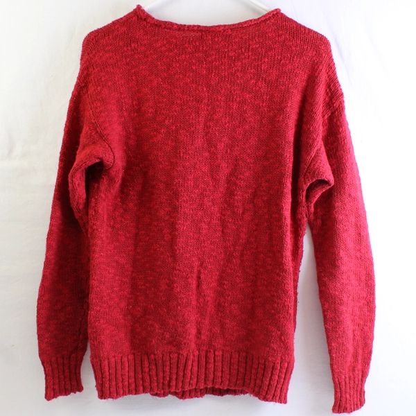 Chaps Denim Women's M Red with Metallic Cable Knit Pullover Sweater