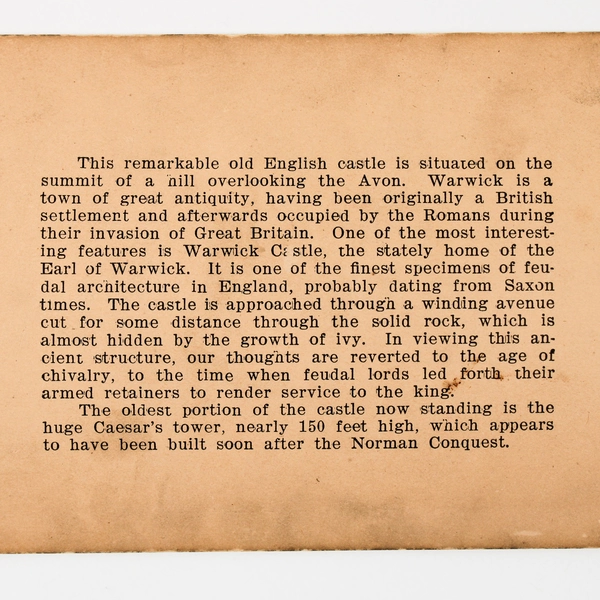 Warwick Castle Caesars Tower England Keystone View Company 1897 Stereoview 