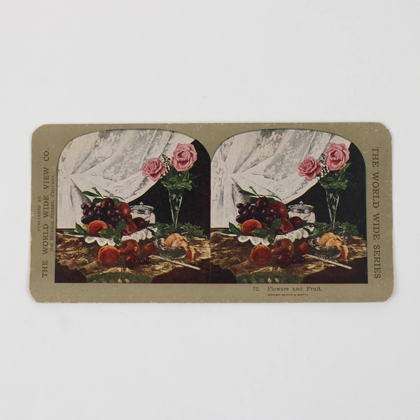 Lot Of 2 World Wide View Co Color Stereoviews California Oranges Flowers Fruit 