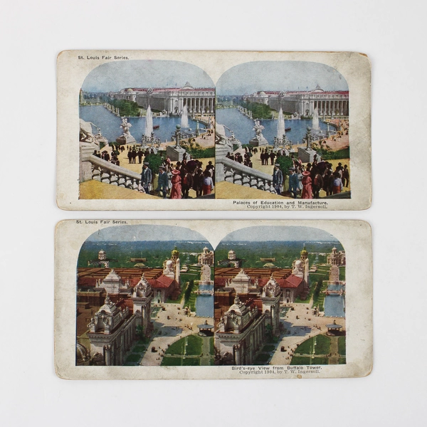 Lot of 2 St. Louis Fair Series TW Ingersoll Color Stereoview Cards 1904