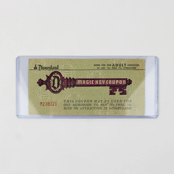 Vintage Disneyland One Adult Admission Magic Key Coupon 1960s
