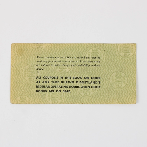 Vintage Disneyland One Adult Admission Magic Key Coupon 1960s