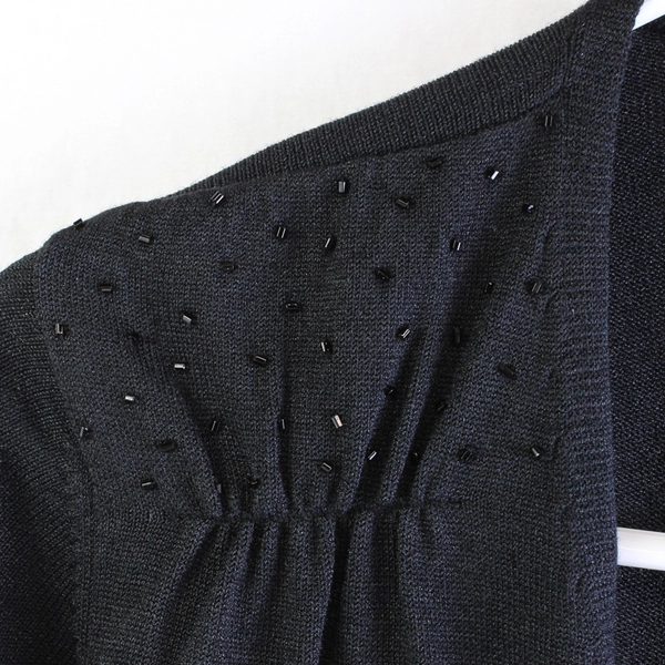 Alfani Women's M Black Beaded Half Sleeve Shawl Cardigan 100% Silk