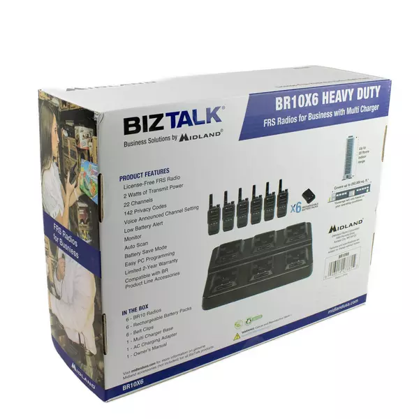 Midland BR10X6 Heavy-Duty Business Long Range Two-Way Radios New
