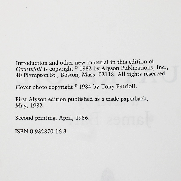 Vintage Quatrefoil by James Barr 1986 Paperback Alyson Publications Inc