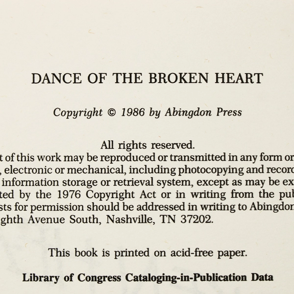 Dance of the Broken Heart A Family Love Story John & Patti Thompson 1986 HC DJ
