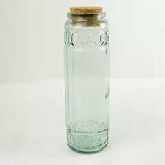 Vintage Glass Spaghetti Jar w/ Cork Lid 11" Tall Pasta Canister