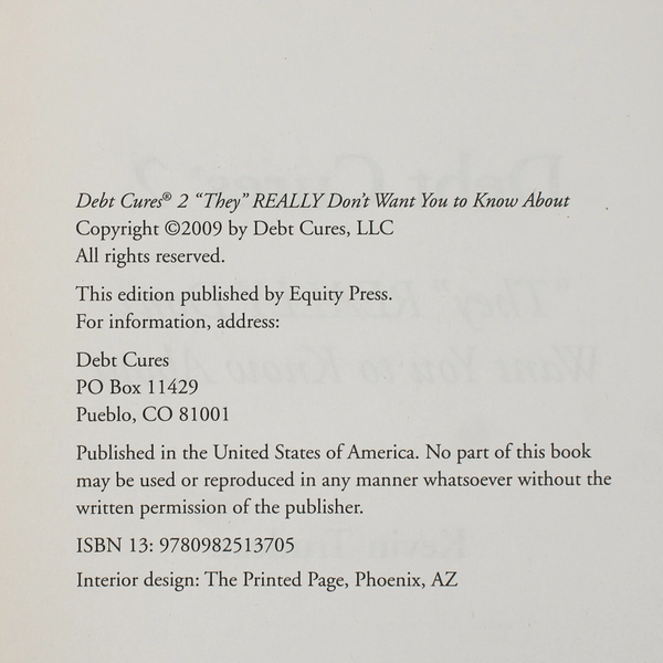 Debt Cures II by Kevin Trudeau 2009 Hardcover Dust Jacket More Debt Secrets