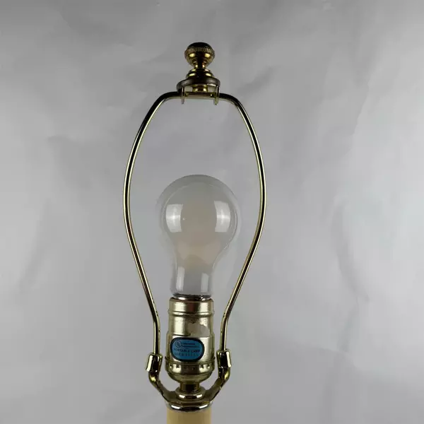 Set of 2 Vintage Etched Victorian Glass Spear Prism Table Lamps Brass 