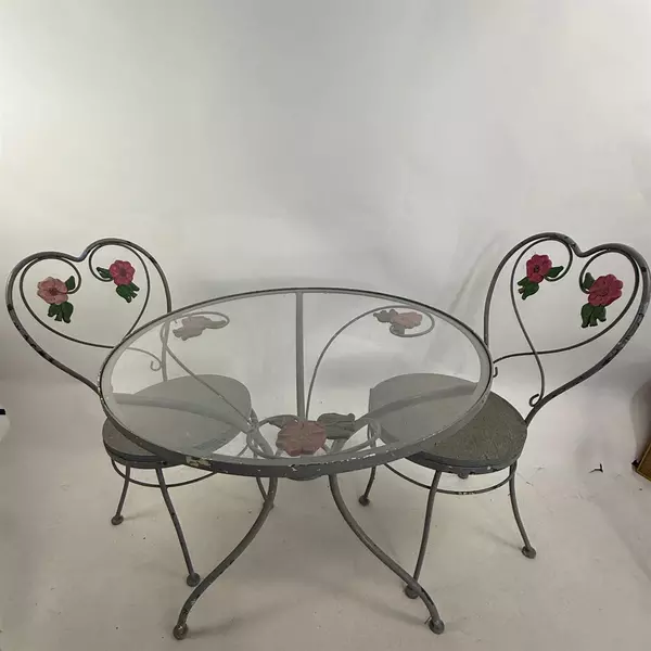 3-Piece Rose Glass Table Outdoor Patio Set