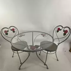 3-Piece Rose Glass Table Outdoor Patio Set