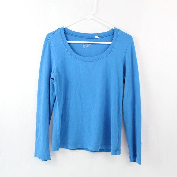 Chico's Tops Lot of 2 Women's Size 1 Blue Short & Long Sleeve Shirts