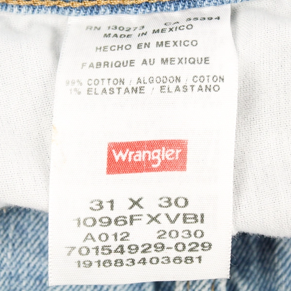 Wrangler Straight Jeans Men's W31 L30, Light Wash Blue Cotton Stretch