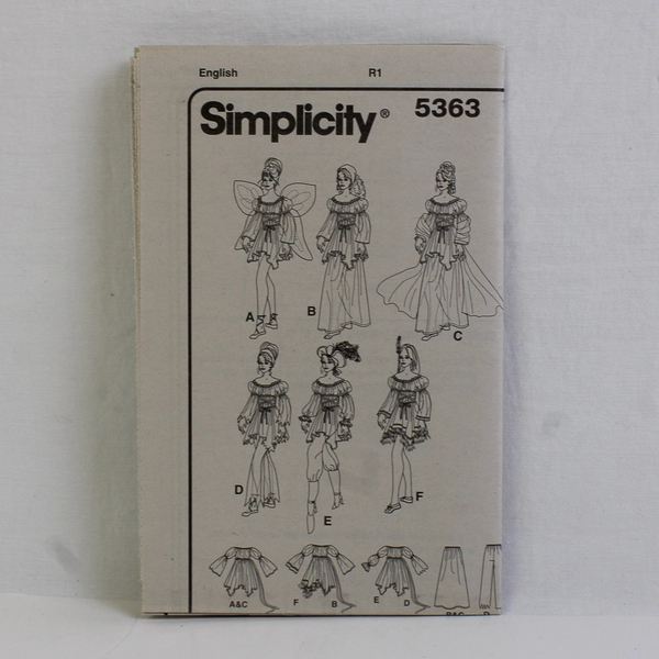 Simplicity Andrea Schewe 5363 Costumes For Adults Women's Size HH (6, 8, 10, 12)