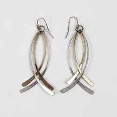 Gold and Silver-Tone Double Ichthus Dangle Earrings