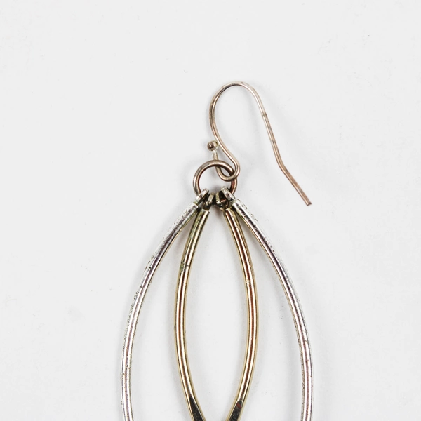 Gold and Silver-Tone Double Ichthus Dangle Earrings