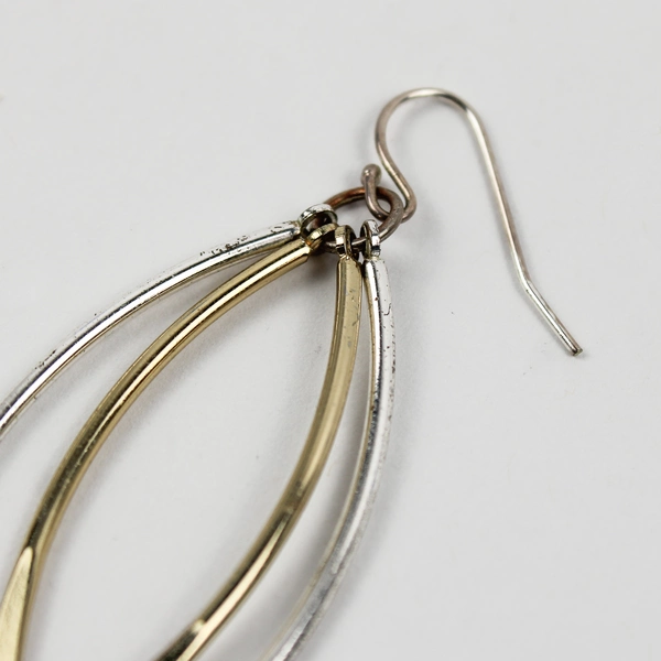 Gold and Silver-Tone Double Ichthus Dangle Earrings