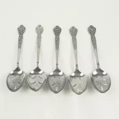 Set of 5 Versailles MSI Pierced Stainless Steel Serving Spoons 8.25"