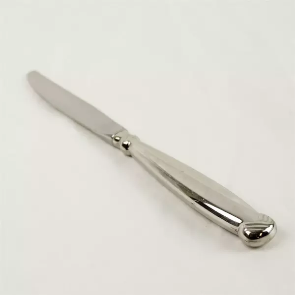 Set of 6 Oneida Silver Satin Rattan Modern Hollow Handle Knives 9in