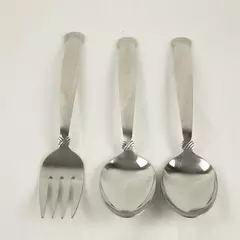 Lot of 3 Oneida Satin Rattan Serving Spoons & Medium Solid Fork 8.25"