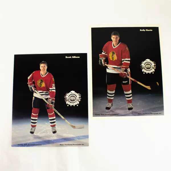 Lot of 2 Portland Winterhawks 8x10 Photos Scott Allison Kelly Harris