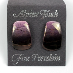 Alpine Touch Fine Porcelain Purple and Metallic Gradient Design Earrings