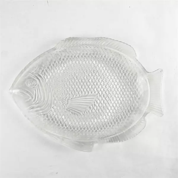 Vintage Clear Glass Fish Serving Platter Textured 12"