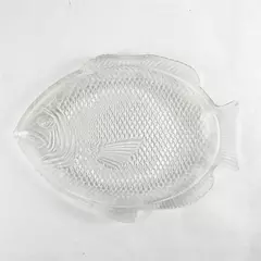 Vintage Clear Glass Fish Serving Platter Textured 12"