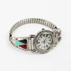 Collezio Round Silver-Tone Enamel Southwestern Style Women's Wristwatch