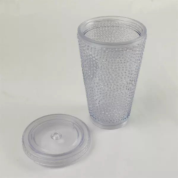 Starbucks 16oz Textured Hobnail Clear Cold Cup Acrylic Tumbler No Straw