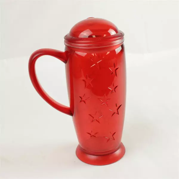 Starbucks 2003 Barista 16oz Red Rocket Cold Cup w/ Handle & Dome Lid Rare