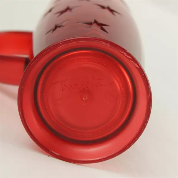 Starbucks 2003 Barista 16oz Red Rocket Cold Cup w/ Handle & Dome Lid Rare