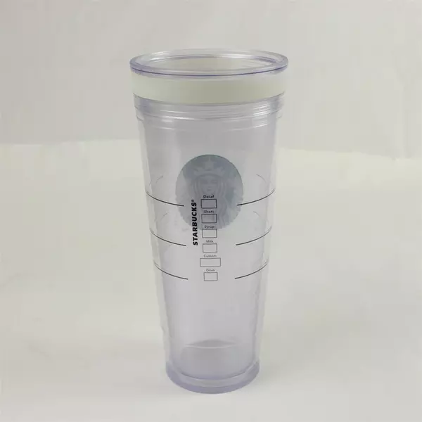 Starbucks 24oz Venti Clear Acrylic Double Wall Cold Cup Tumbler No Lid/Straw