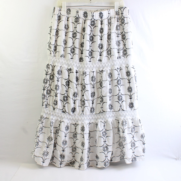 Cato Women’s White Embroidered Tiered Maxi Skirt Size L