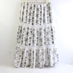 Cato Women’s White Embroidered Tiered Maxi Skirt Size L